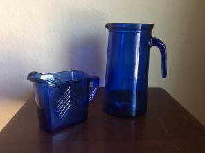 Vintage Cobalt Creamer And Pitcher