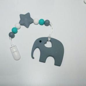 Teething elephant clip on toy