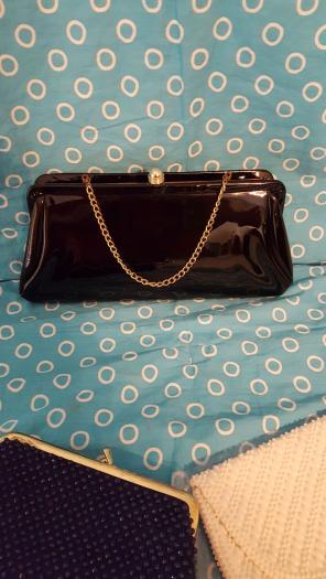 Vintage patent leather black clutch