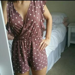 Mauve polka dot romper