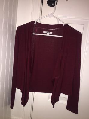 maroon cardigan