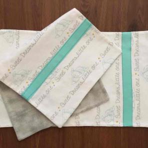 2 Handmade burp cloths, dumbo, turquoise