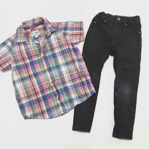 Bundle 4/5 Yrs H&M Matte Jeans CP Plaid