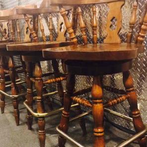 Solid walnut swivel bar stools