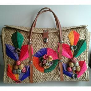 Vintage Mexican Straw Tote Bag