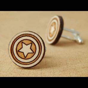 Wooden Captain America Cufflinks
