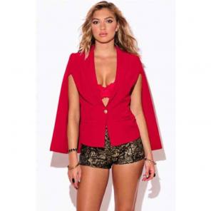 Red Single button cape sz S