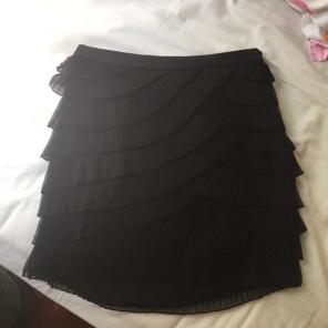 Black Chiffon Pleated Ruffle Skirt XS