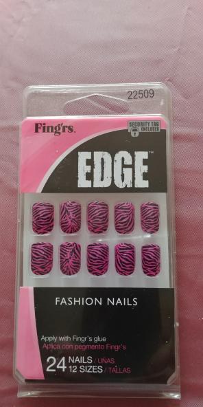 Purple and black fake nails