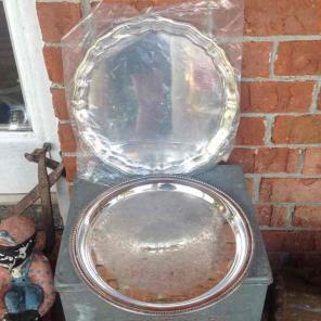2 Vintage Silverplate Serving Trays