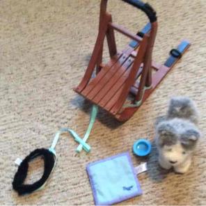 American Girl retired sled w dog pepper