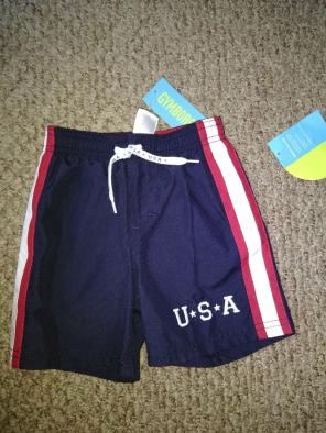 NWT Gymboree USA swim trunks 12-18 mos