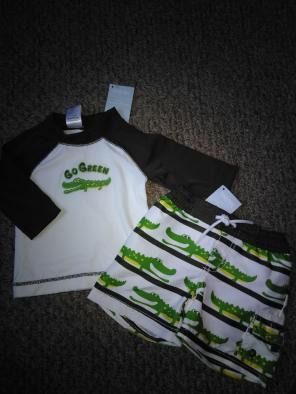 NWT Gymboree 2 pc alligator swim set