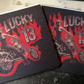 2pc Lucky 13 drink Coasters-