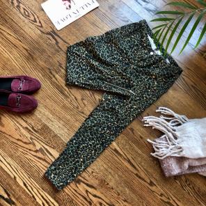 Green Leopard Print Pants