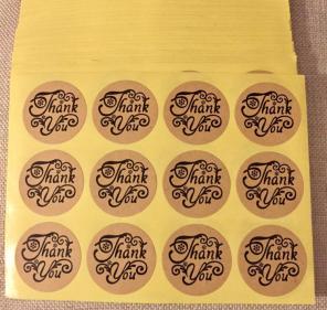 300 Ct Craft Paper Thank You Stickers