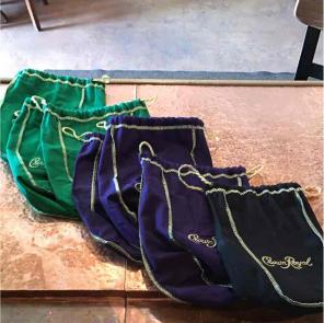 Crown royal bags. Various colors.