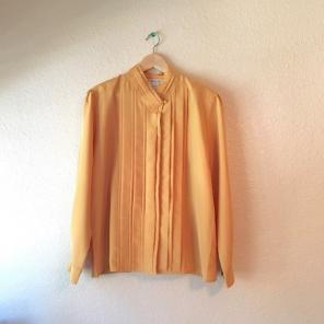 Vintage Mustard Yellow Pleated Shirt 16