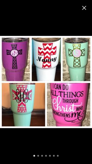 Cross Scripture Custom Monogram Yeti