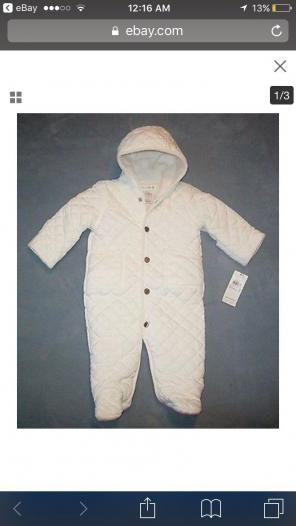 Ralph Lauren White Quilted Snowsuit 9mos