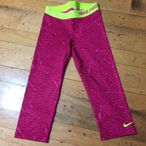 Nike Pro capris pink green pants Sz M