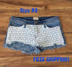 Roxy Denim front Lace shorts Size 30