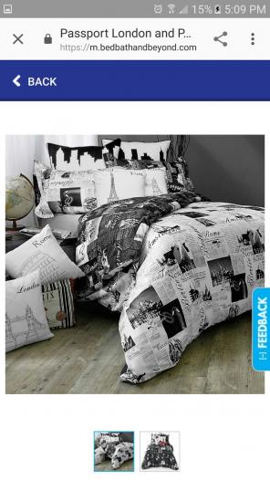 Twin London paris reversible duvet cover
