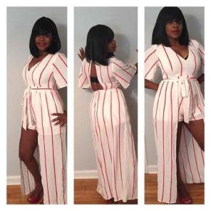 White/coral jumpsuit