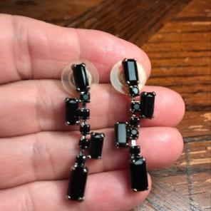 Beautiful Black Glass Post Earrings