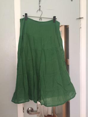 Green Cotton Tiered Peasant Skirt, S