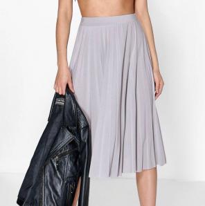 Boohoo Grey Pleated Midi Skirt US Sz 4