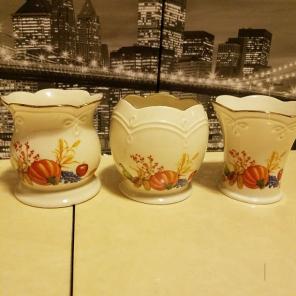 LENOX PUMPKIN VOTIVES SET OF 3 NEW