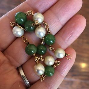 14K JADE AND PEARL BRACELET