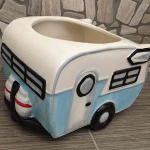 New Blue Ceramic Trailer Planter