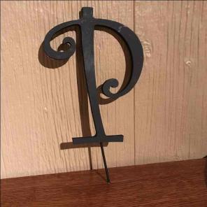 Letter P cake topper. Matte black