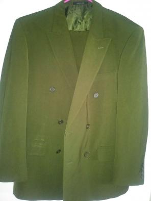 Olive green double breasted suit