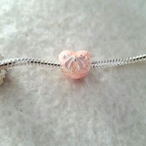 European Pink heart charm spacer