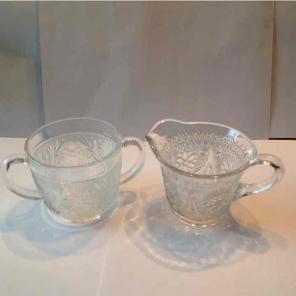 Glass Flower Sugar and Creamer Sets