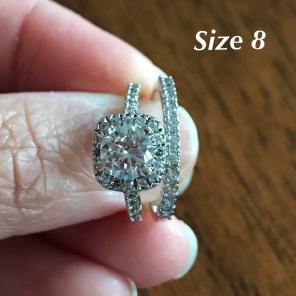 Sterling Silver Wedding Ring Set sz 8