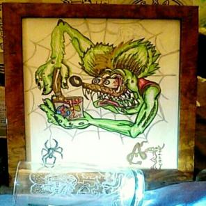 Framed Rat Fink Art. Pencil, paint, inks