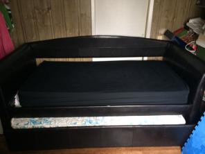 Twin Size Pleather Captains Bed/couch