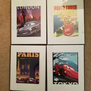 4 framed Disney Cars Lithographs