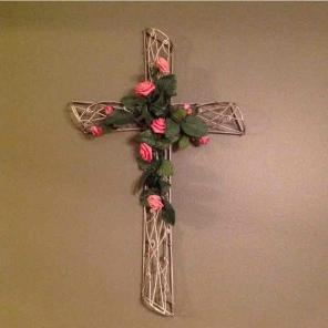Metal Cross with Roses