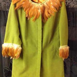 Retro Feather-Trim Coat