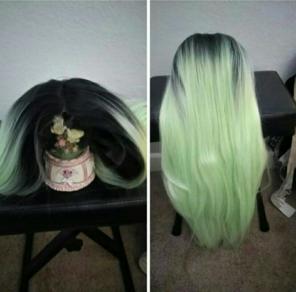 Geeen And Black Lace Front Wig