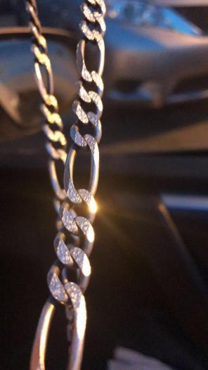 26 Inch Sterling Silver Pave Figaro