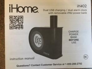 ihome Alarm Clock W/removable Battery