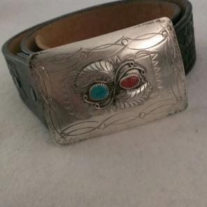 Vintage Sterling Navajo Buckle & Belt