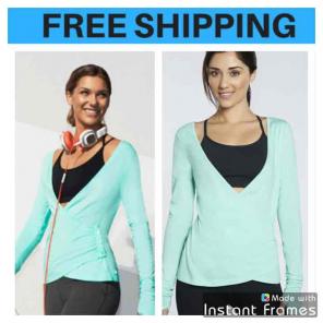 Fabletics Aqua Mint Wrap Yoga Top