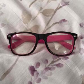 Clear Pink and Black Glasses